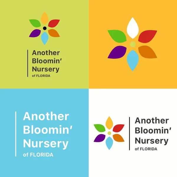 Another Bloomin' Nursery of Florida logo by Brand 9 Signs: a six-color petal flower beside the name