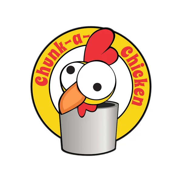 Chunk-a-Chicken badge by Brand 9 Signs: a cartoon chicken in a bucket inside a ring of lettering