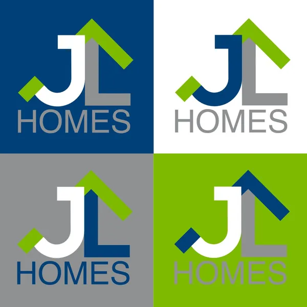 JL Homes logo by Brand 9 Signs: a J and L joined under a green roof line, in four colorways