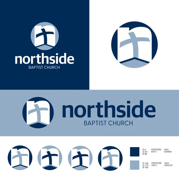 Northside Baptist Church logo by Brand 9 Signs: a cross inside a circle beside the name, with the color sheet
