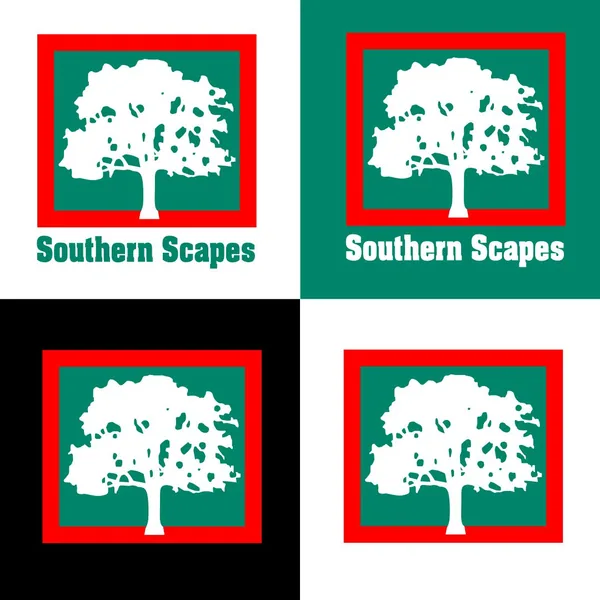 Southern Scapes logo by Brand 9 Signs: a white live oak inside a red-bordered square, on green and black