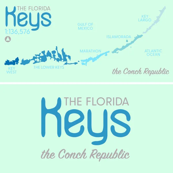 The Florida Keys map graphic by Brand 9 Signs, with the line the Conch Republic