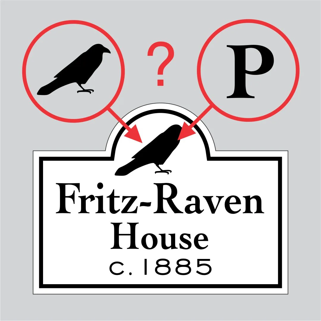 Design proof showing the emblem on top of the sign can be swapped for another symbol or initial