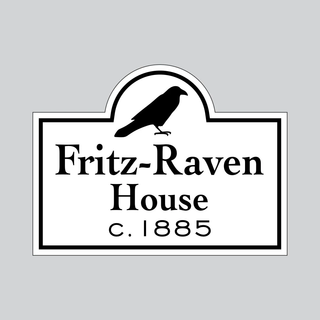 Design proof of the Fritz-Raven House c. 1885 sign with a raven on top
