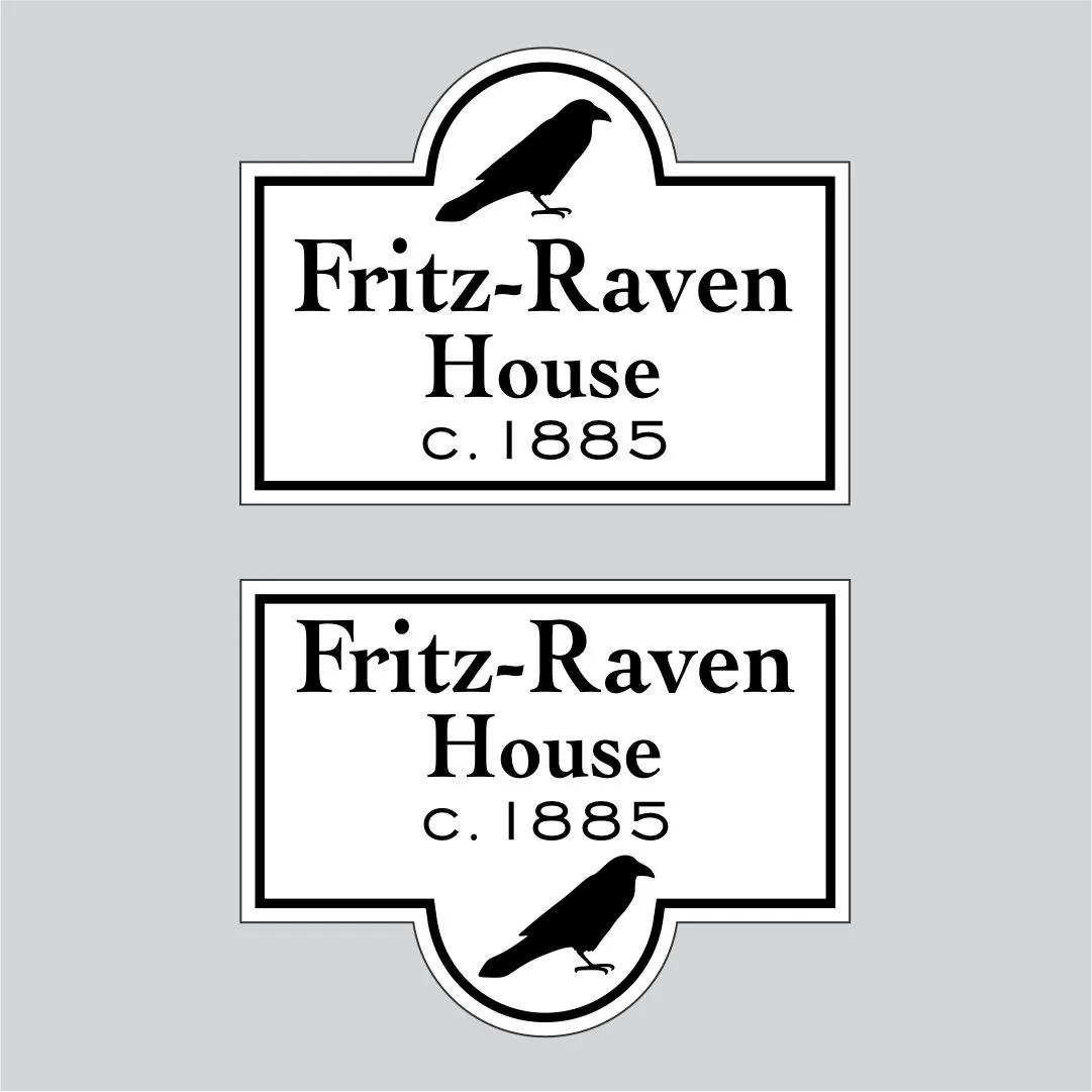 Two versions of the Fritz-Raven House design with the raven on top and on the bottom
