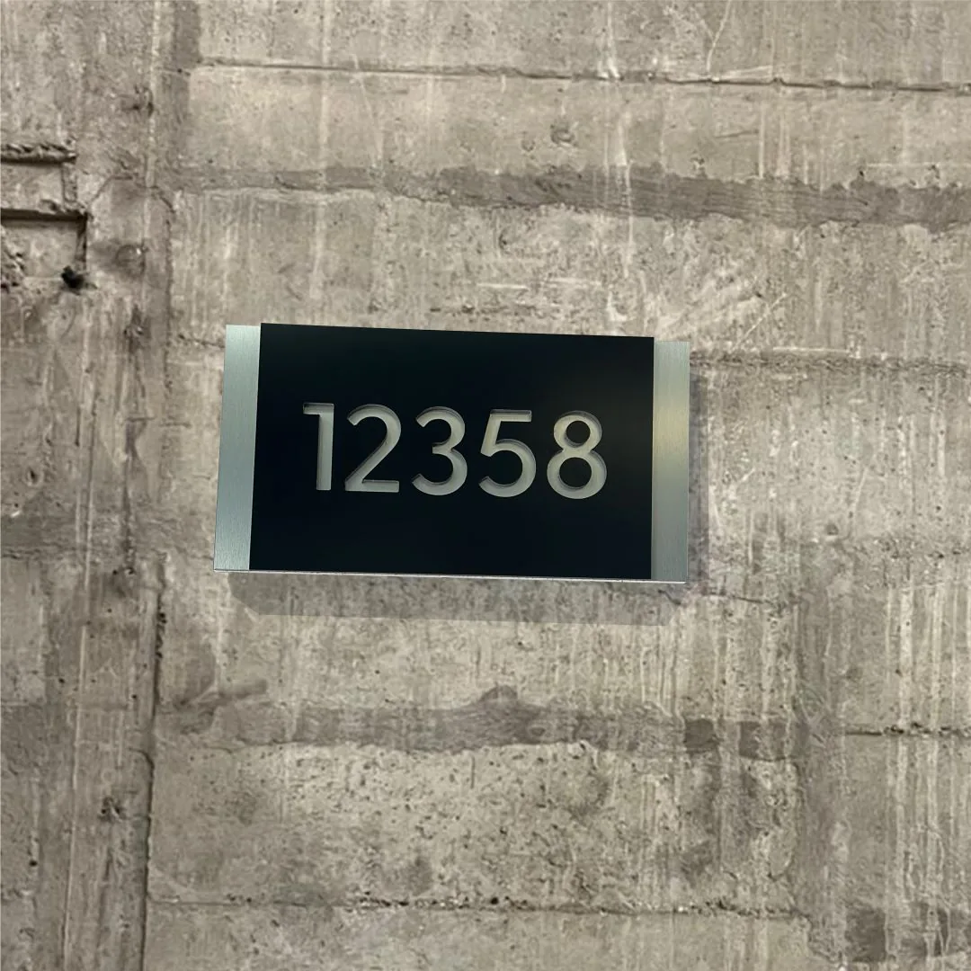 12358 contemporary address sign on board-formed concrete