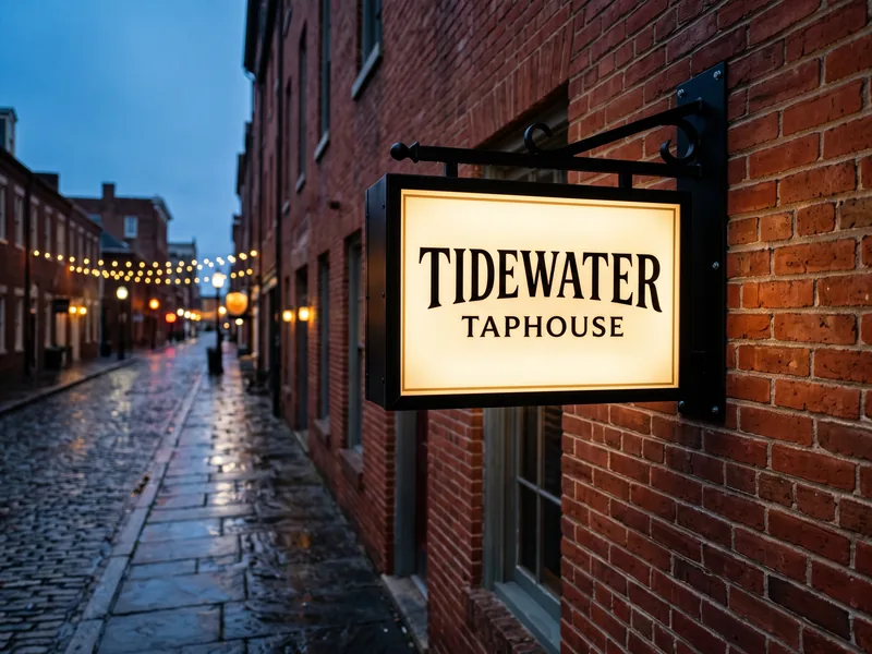 A face-lit blade sign on a scrolled single arm bracket at dusk